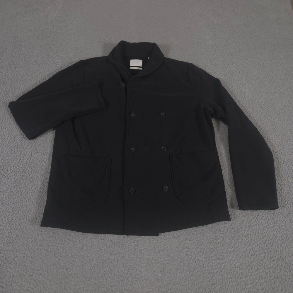 Billy Reid Sweater Mens L Black John Shawl Cardigan French Terry Double Breast